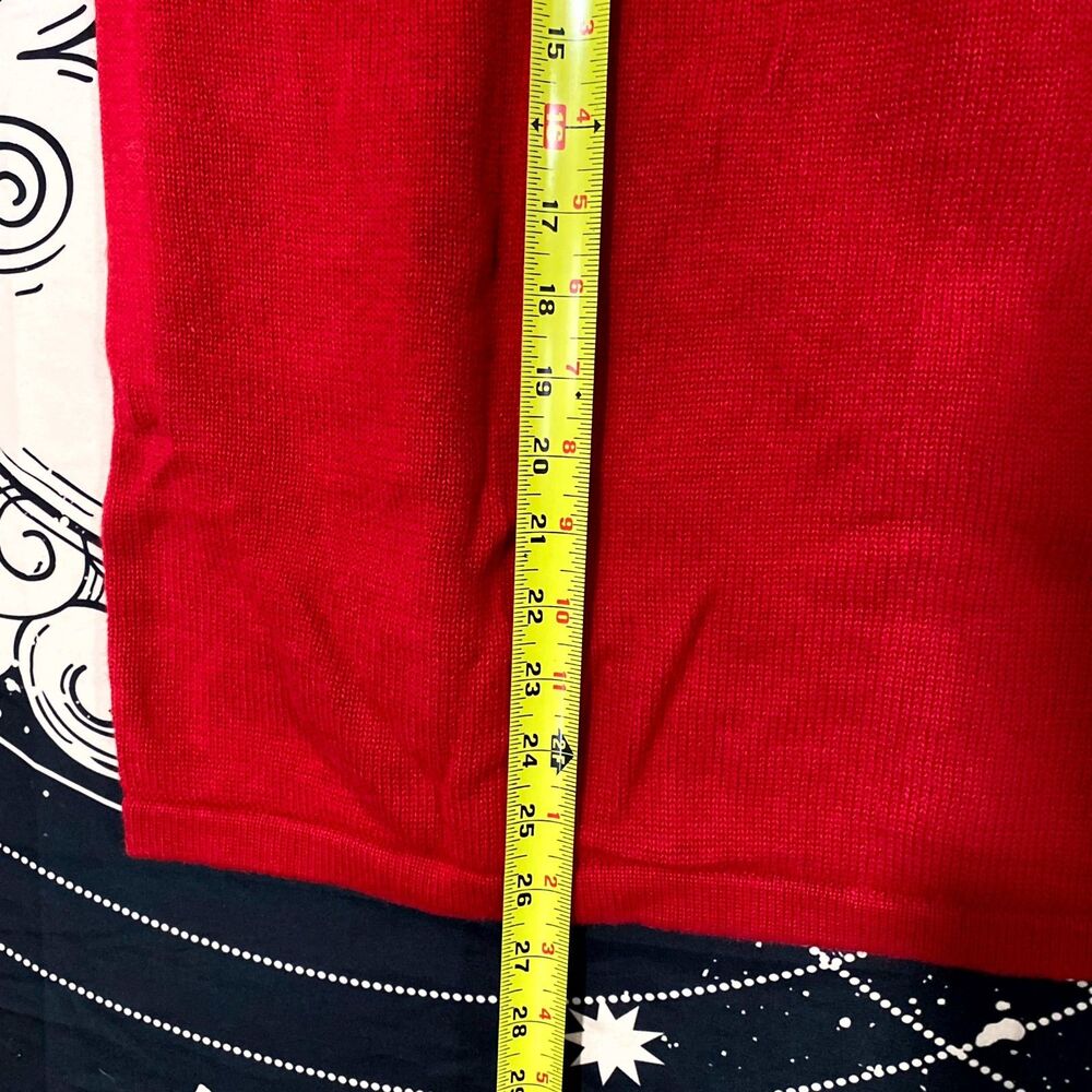 Charter Club Cardigan Sweater Women's 2X Red Knit Ramie Ugly Christmas Patchwork - Picture 4 of 6